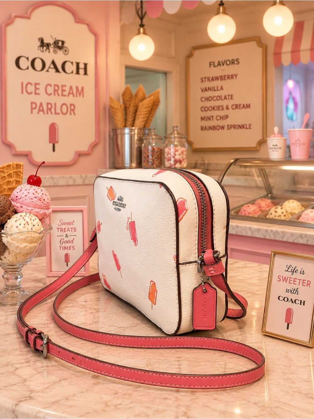 Coach Popsicle Print Mini Camera Crossbody Bag W/ Coach Satin Dust Bag EUC - Picture 4 of 14